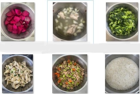 午餐：(營養糙米飯) 、豆仔肉茸、金沙杏鮑菇、季節時蔬、冬瓜雞骨湯、四季水果