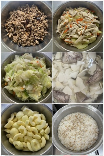 午餐：(燕麥飯) 、香菇肉燥、芹香豆干、季節時蔬、竹筍雞骨湯、四季水果