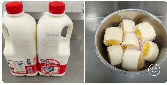 早點：銀絲捲+鮮奶　