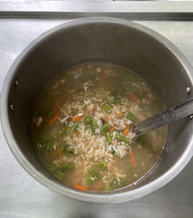 早點：長豆肉粥