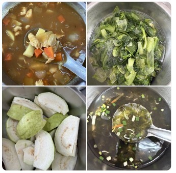 午餐：咖哩洋芋雞肉飯、季節時蔬、紫菜銀魚湯、四季水果