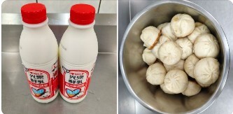 早點：水煎包+鮮奶　